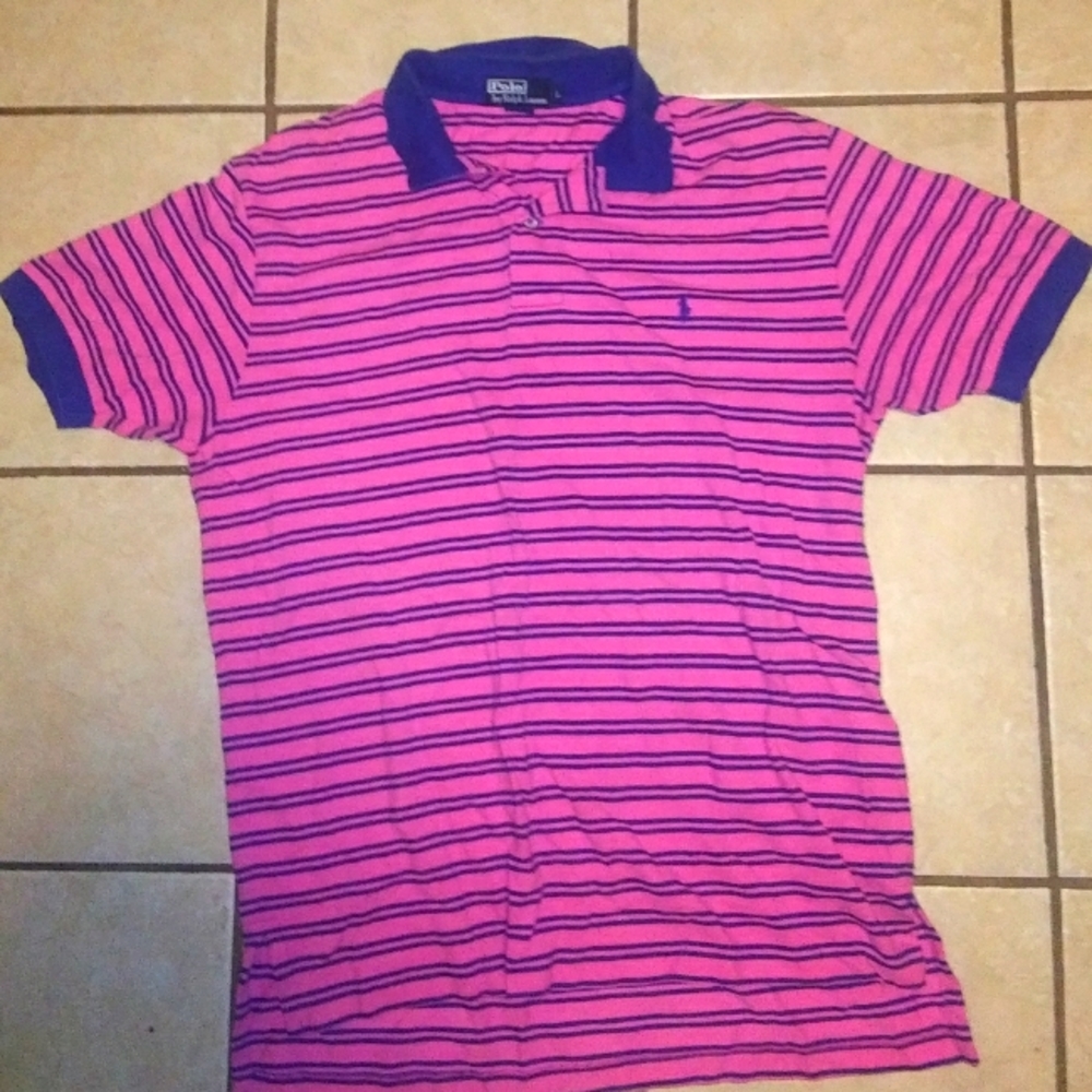 Men's Polo by Ralph Lauren XL Pink and Blue shirt